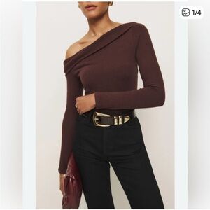 Reformation Brown Elio Long Sleeve Top